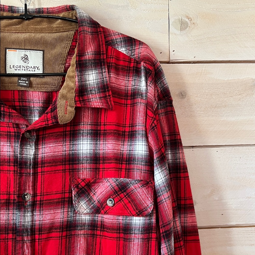 Legendary Whitetails Red Plaid Flannel Cotton Men's Shirt sz XXL - Picture 3 of 5